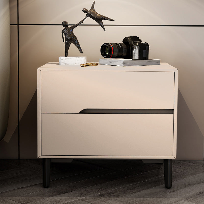 Leather Bedside Cabinet Modern Accent Table Nightstand with 2 Drawers