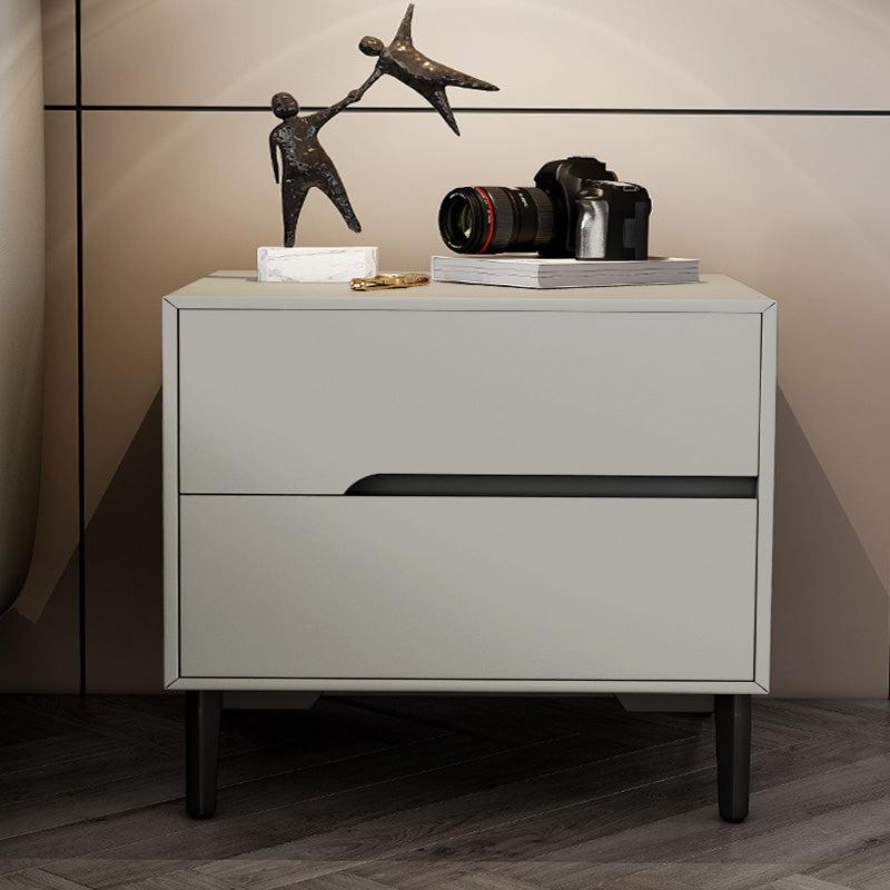 Leather Bedside Cabinet Modern Accent Table Nightstand with 2 Drawers