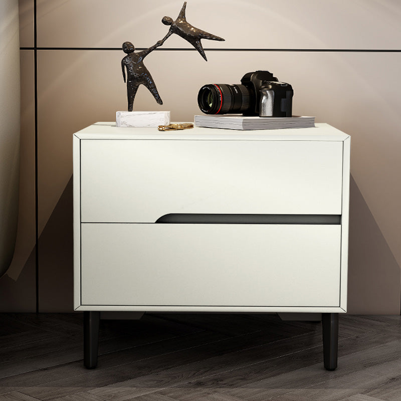 Leather Bedside Cabinet Modern Accent Table Nightstand with 2 Drawers