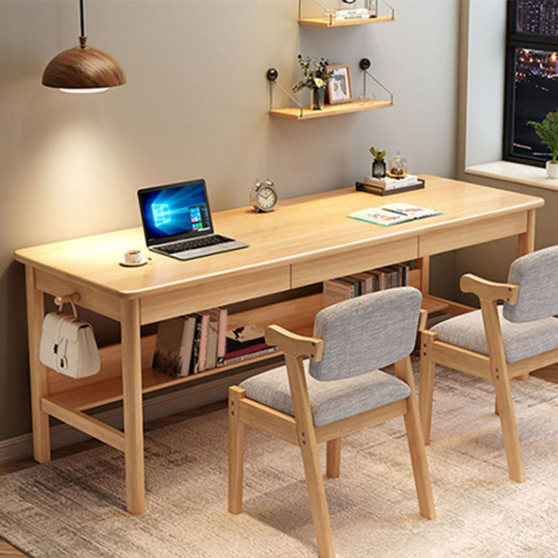 Modern Rectangular Home Writing Desk Solid Wood Base Computer Desk