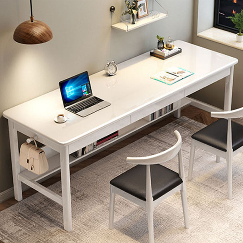 Modern Rectangular Home Writing Desk Solid Wood Base Computer Desk