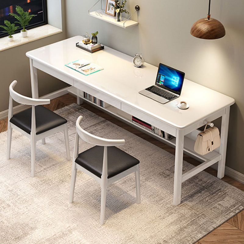 Modern Rectangular Home Writing Desk Solid Wood Base Computer Desk