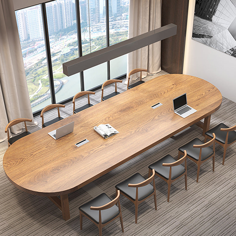 Modern Style Oval Pine Office Desk Wood Legs Writing Desk for Office