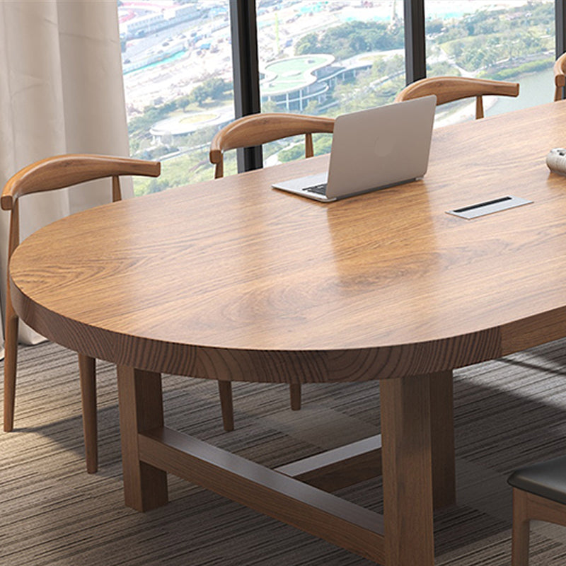 Modern Style Oval Pine Office Desk Wood Legs Writing Desk for Office