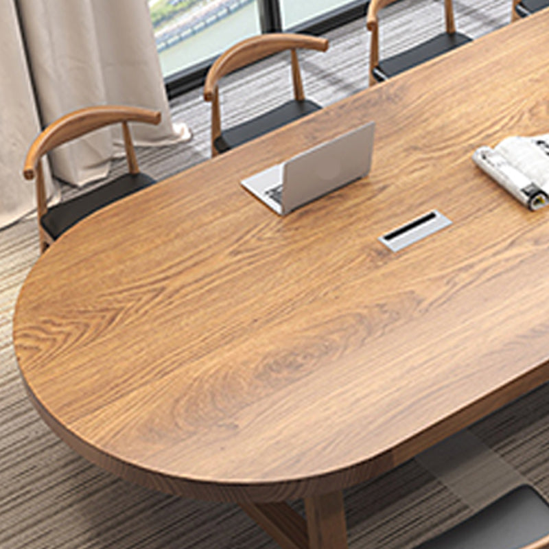 Modern Style Oval Pine Office Desk Wood Legs Writing Desk for Office