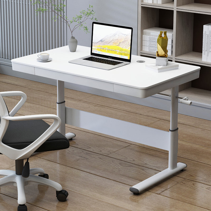 Modern Dormitory Writing Desk Rectangular T-Shape Base White Office Desk