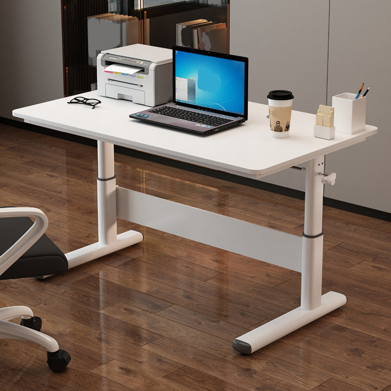 Modern Dormitory Writing Desk Rectangular T-Shape Base White Office Desk