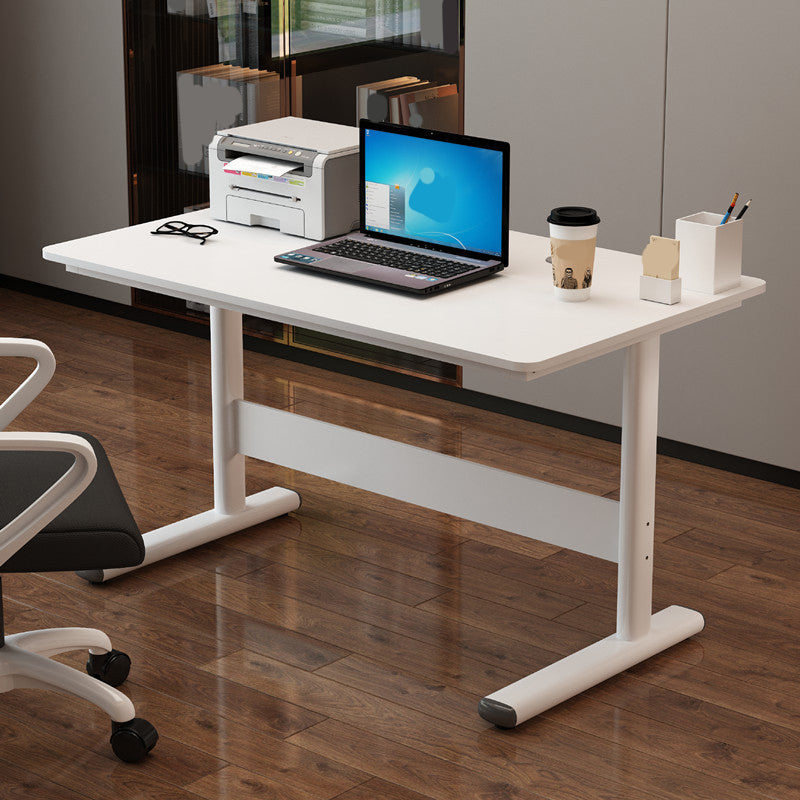 Modern Dormitory Writing Desk Rectangular T-Shape Base White Office Desk