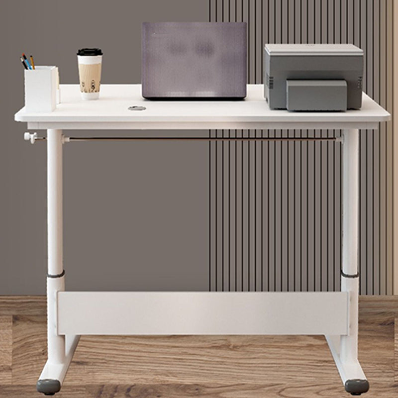 Modern Dormitory Writing Desk Rectangular T-Shape Base White Office Desk