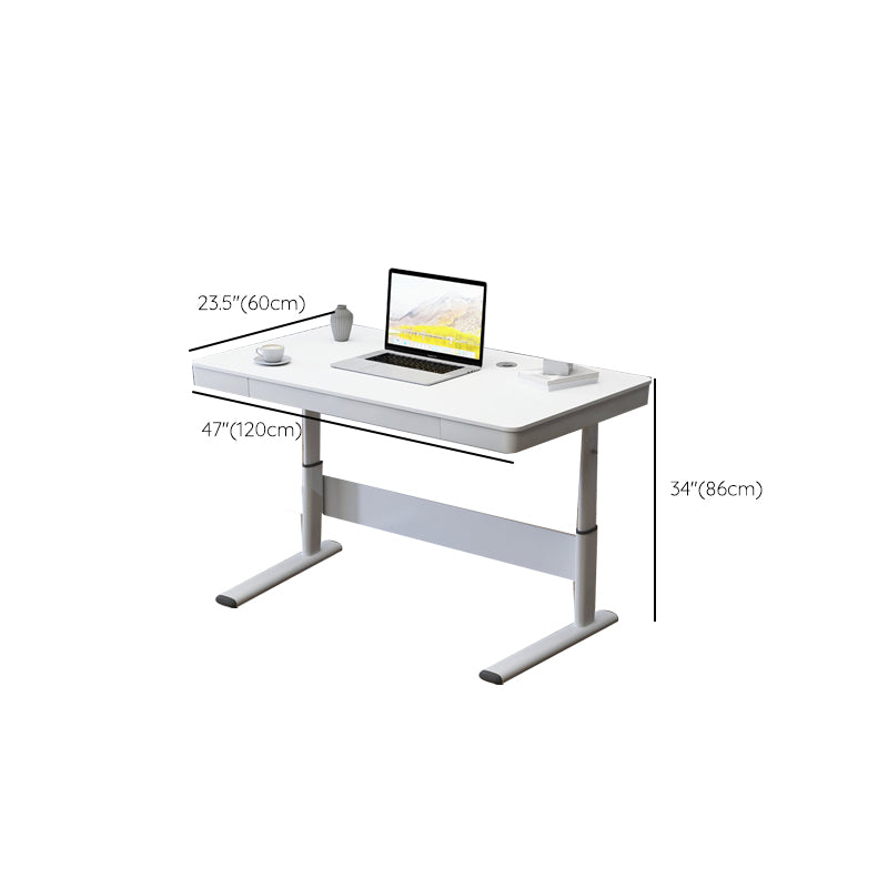 Modern Dormitory Writing Desk Rectangular T-Shape Base White Office Desk