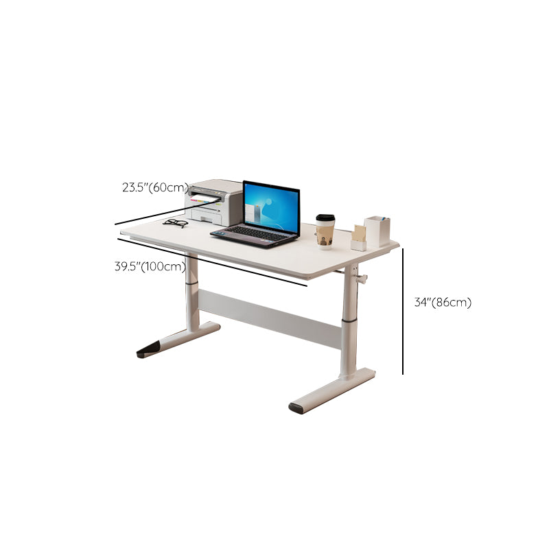 Modern Dormitory Writing Desk Rectangular T-Shape Base White Office Desk