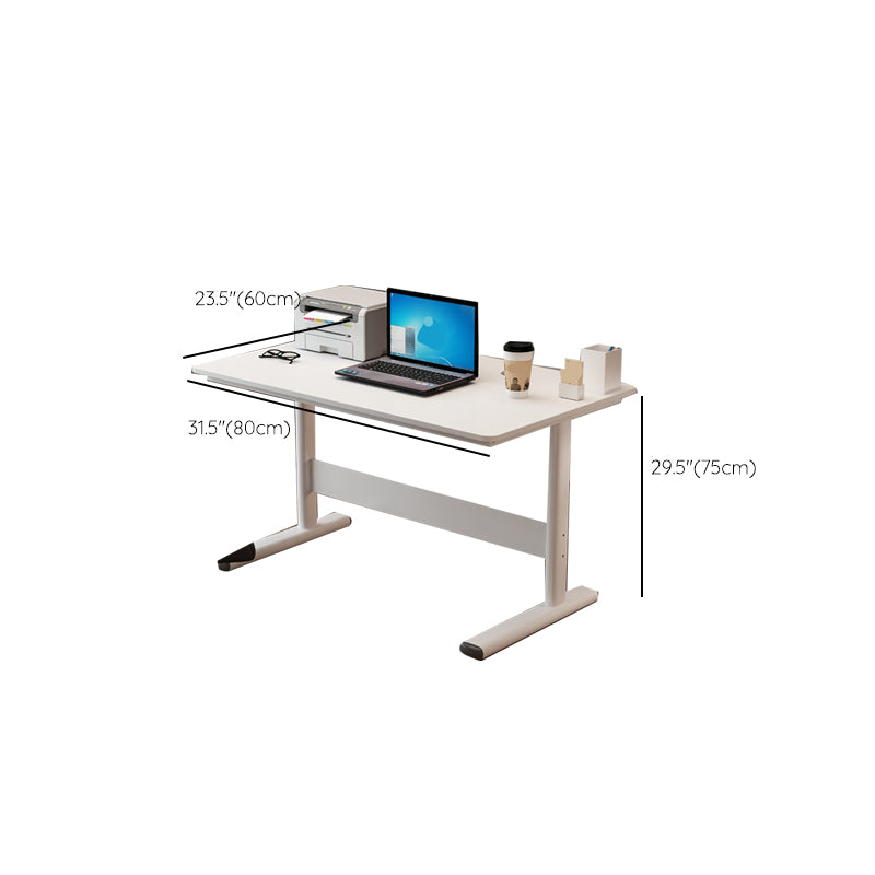 Modern Dormitory Writing Desk Rectangular T-Shape Base White Office Desk