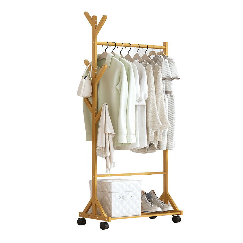 Modern Coat Rack Gorgeous Solid Wood Clothes Hanger with Castors