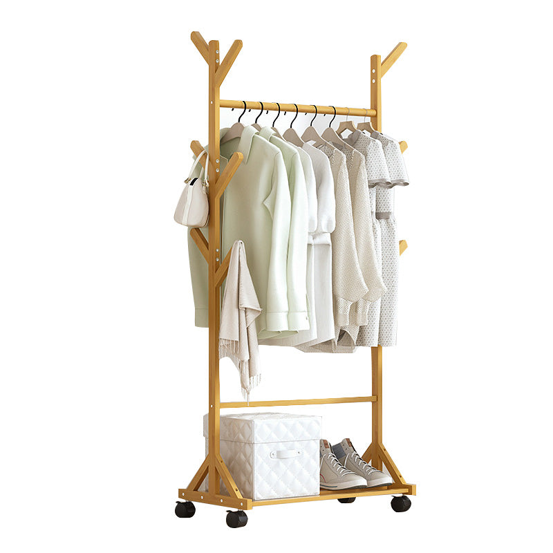 Modern Coat Rack Gorgeous Solid Wood Clothes Hanger with Castors