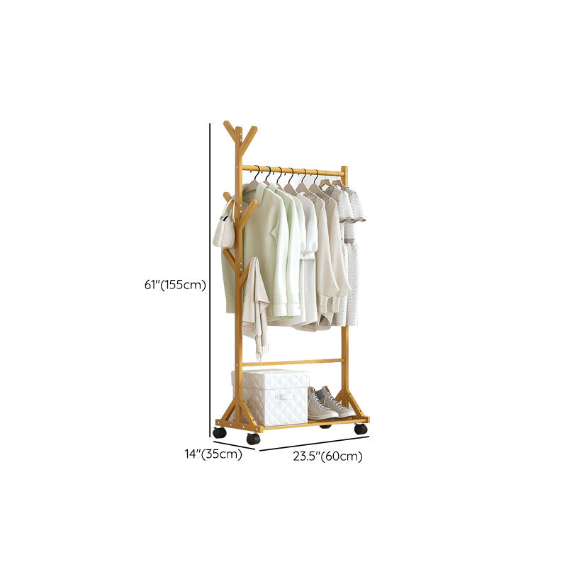 Modern Coat Rack Gorgeous Solid Wood Clothes Hanger with Castors