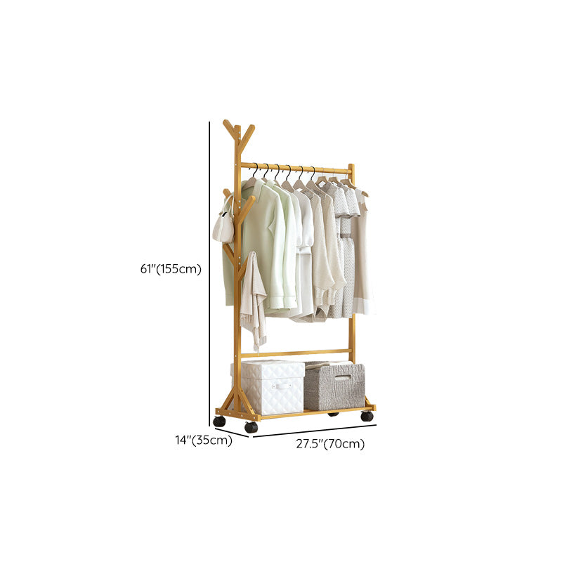 Modern Coat Rack Gorgeous Solid Wood Clothes Hanger with Castors