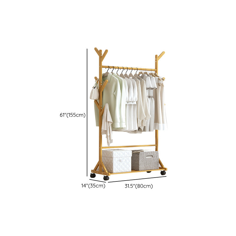 Modern Coat Rack Gorgeous Solid Wood Clothes Hanger with Castors