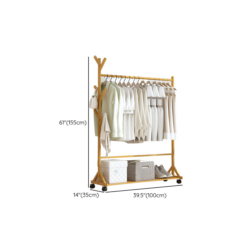 Modern Coat Rack Gorgeous Solid Wood Clothes Hanger with Castors