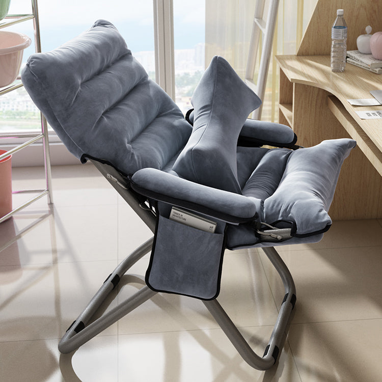 Contemporary Standard Recliner with Metal Base and Side Pockets