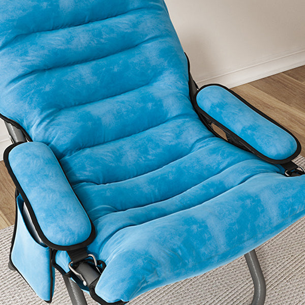 Contemporary Standard Recliner with Metal Base and Side Pockets