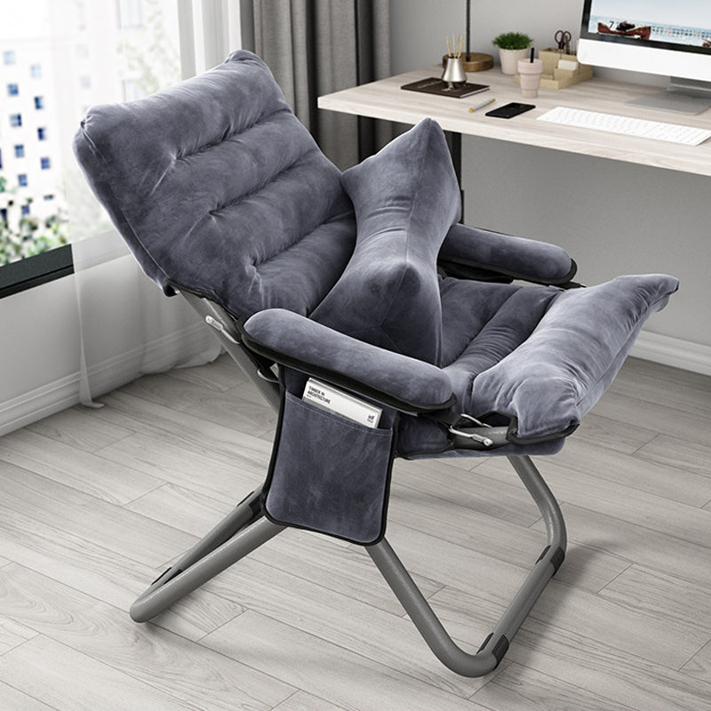 Contemporary Standard Recliner with Metal Base and Side Pockets