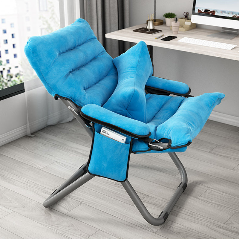 Contemporary Standard Recliner with Metal Base and Side Pockets