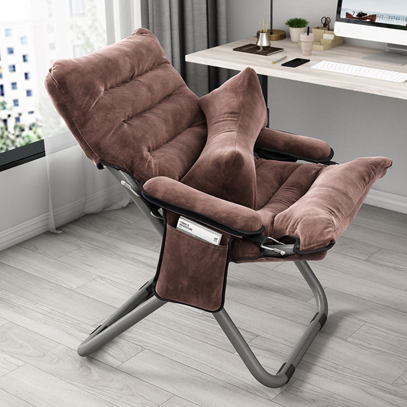 Contemporary Standard Recliner with Metal Base and Side Pockets