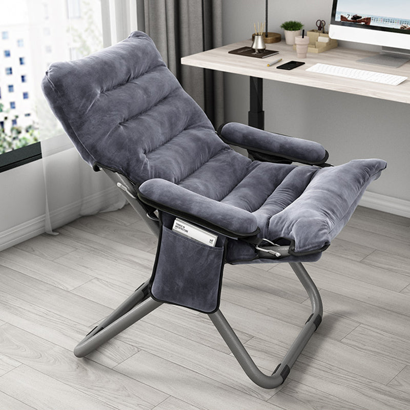 Contemporary Standard Recliner with Metal Base and Side Pockets