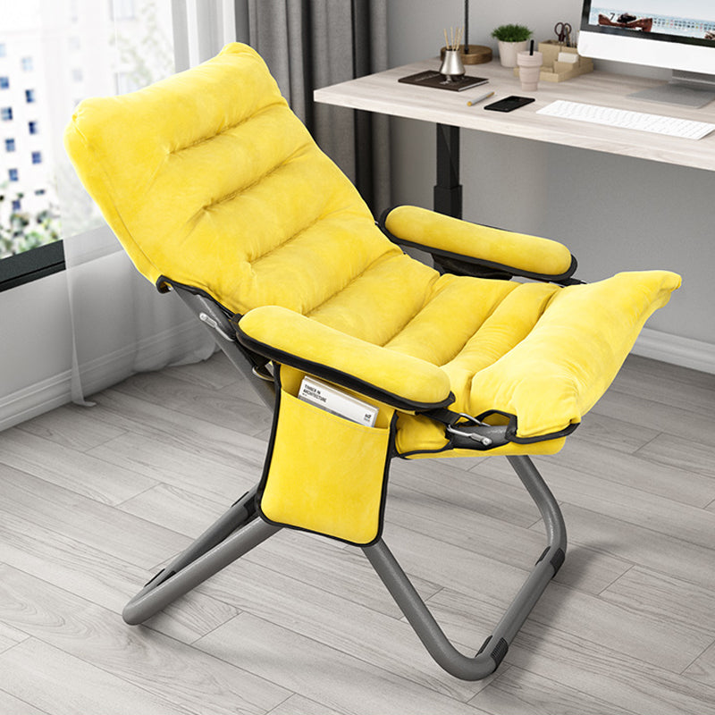 Contemporary Standard Recliner with Metal Base and Side Pockets