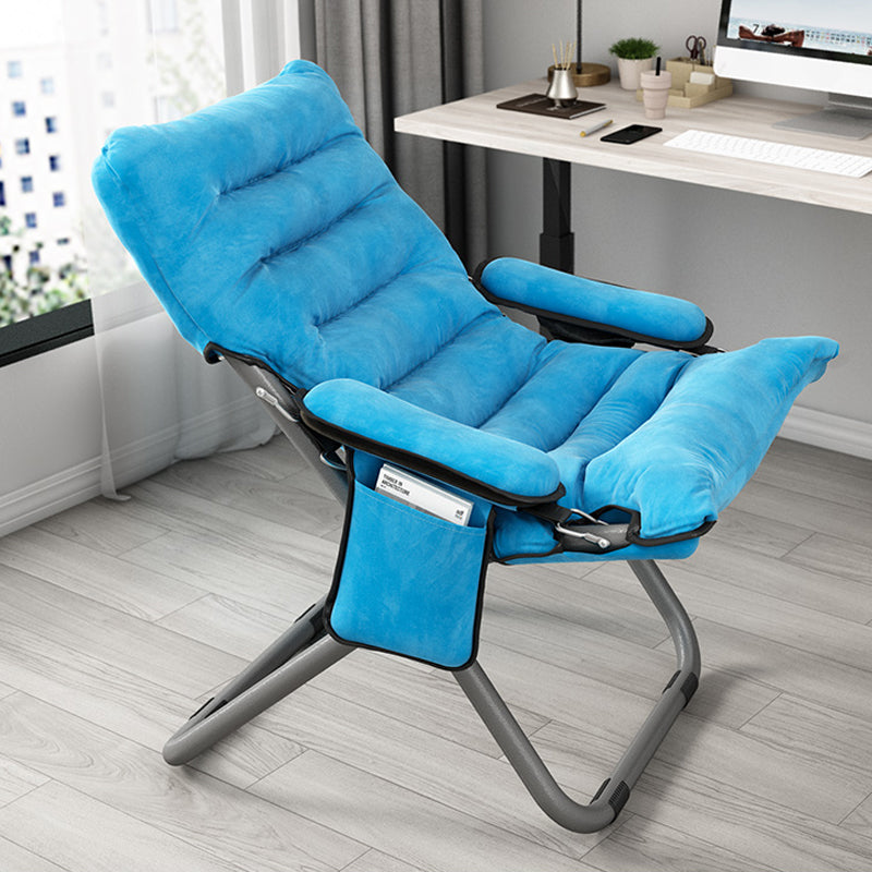 Contemporary Standard Recliner with Metal Base and Side Pockets