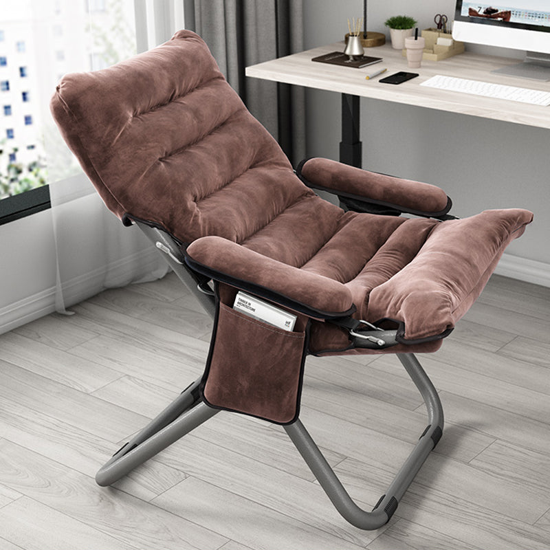 Contemporary Standard Recliner with Metal Base and Side Pockets