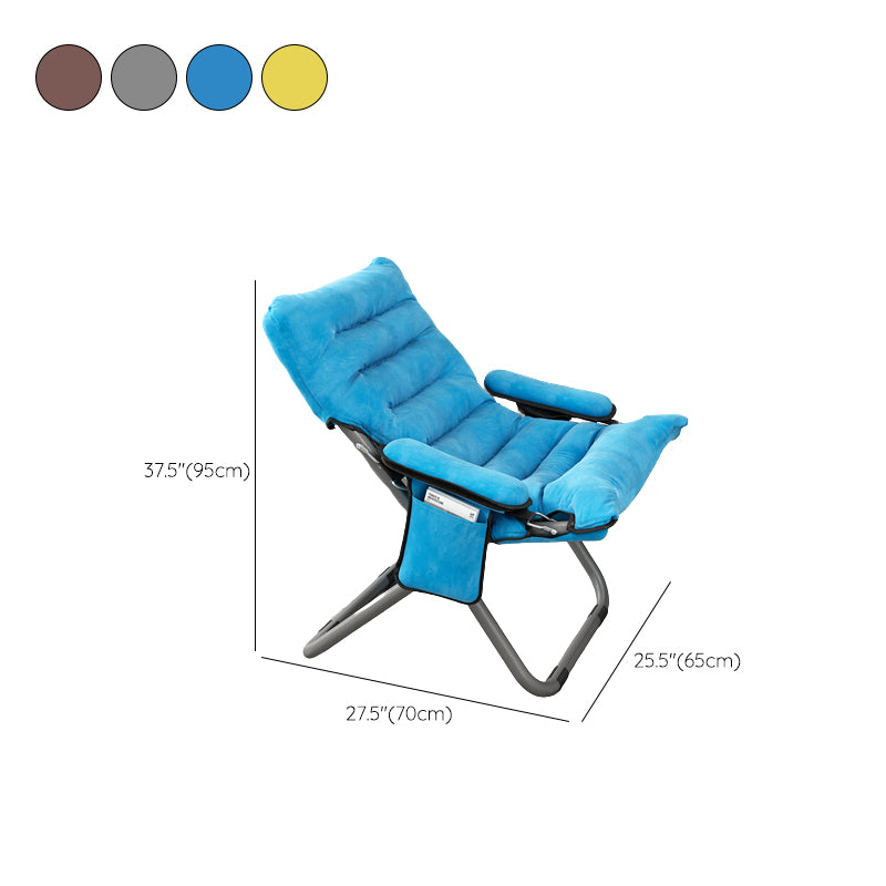 Contemporary Standard Recliner with Metal Base and Side Pockets