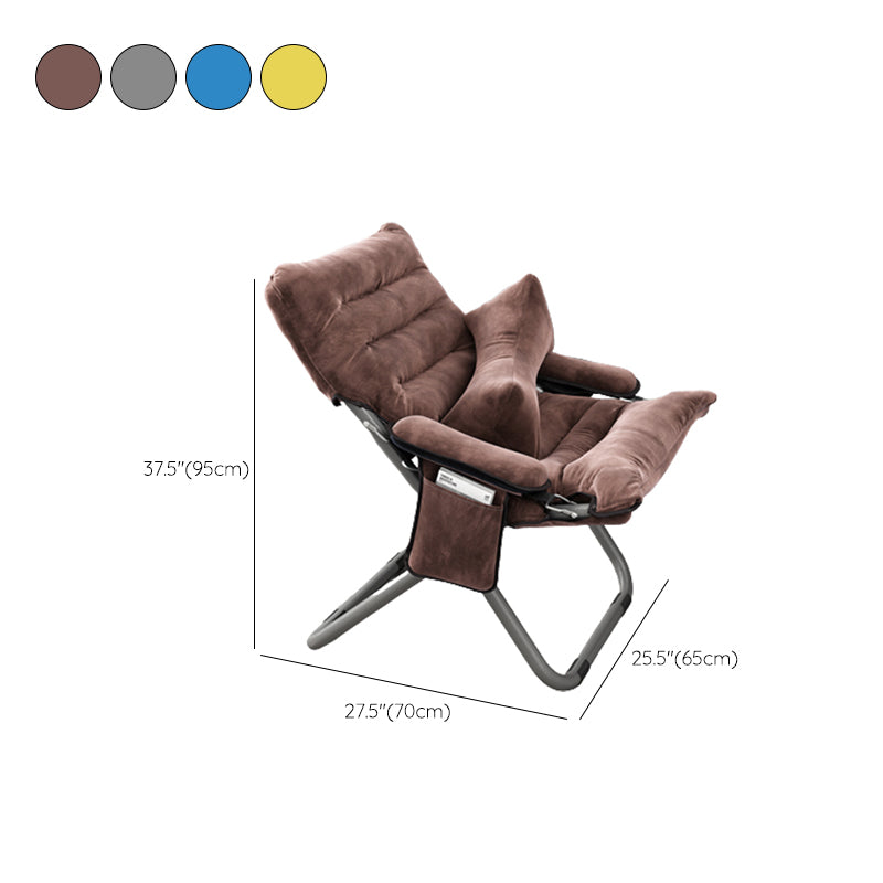 Contemporary Standard Recliner with Metal Base and Side Pockets