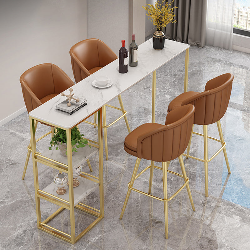 Glam Faux Marble Bar Table Rectangle Bar Dining Table for Cafe And Breakroom