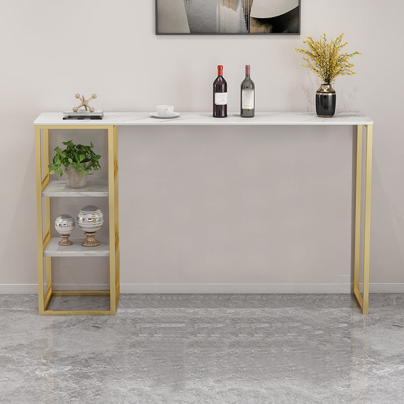 Glam Faux Marble Bar Table Rectangle Bar Dining Table for Cafe And Breakroom