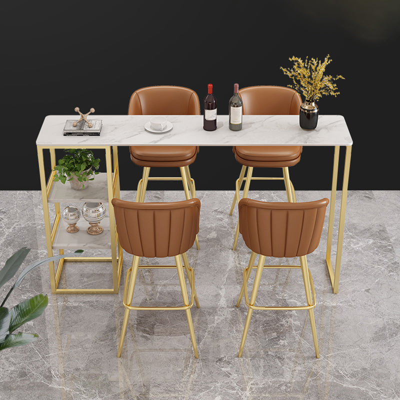 Glam Faux Marble Bar Table Rectangle Bar Dining Table for Cafe And Breakroom