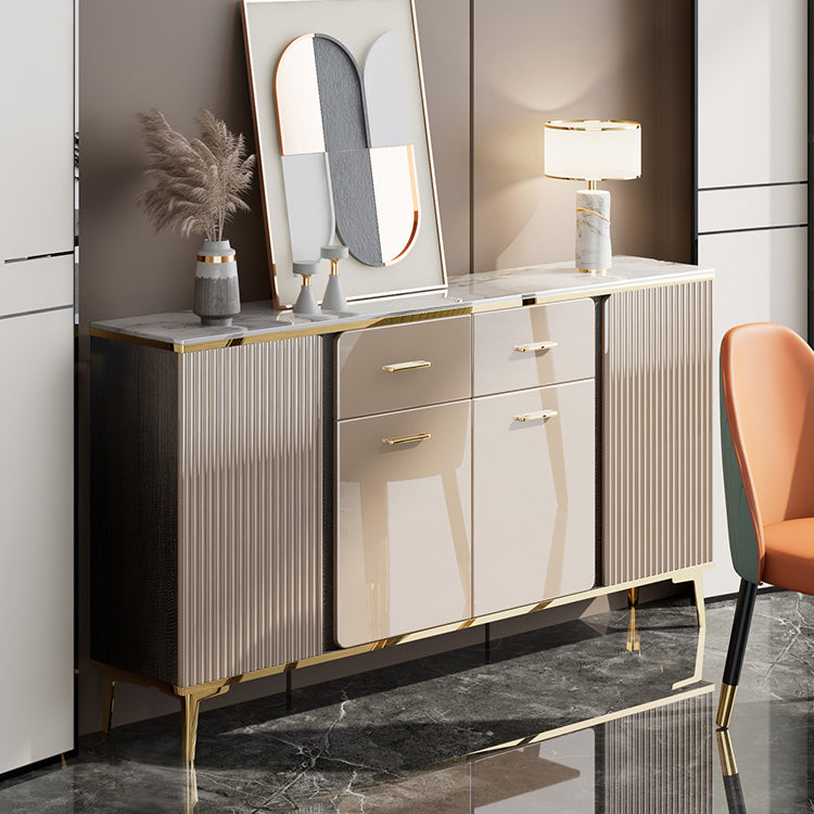 Glam Sideboard Cabinet Stone Sideboard Table with Drawers for Dining Room