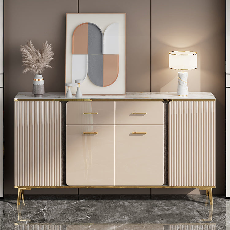 Glam Sideboard Cabinet Stone Sideboard Table with Drawers for Dining Room