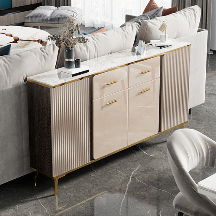 Glam Sideboard Cabinet Stone Sideboard Table with Drawers for Dining Room