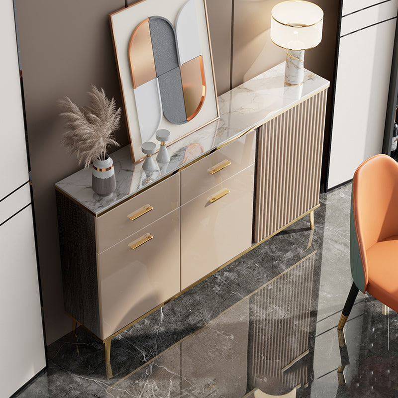 Glam Sideboard Cabinet Stone Sideboard Table with Drawers for Dining Room