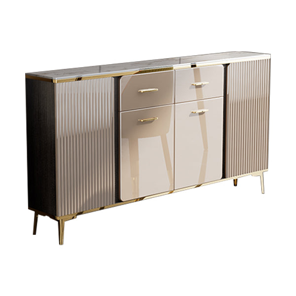 Glam Sideboard Cabinet Stone Sideboard Table with Drawers for Dining Room