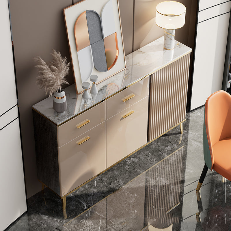 Glam Sideboard Cabinet Stone Sideboard Table with Drawers for Dining Room