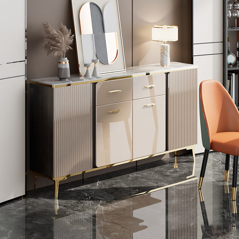 Glam Sideboard Cabinet Stone Sideboard Table with Drawers for Dining Room