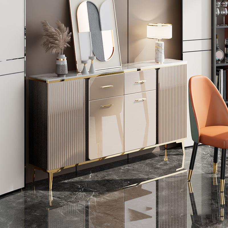 Glam Sideboard Cabinet Stone Sideboard Table with Drawers for Dining Room