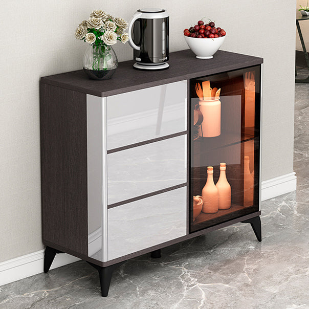 Contemporary Sideboard Cabinet Engineered Wood Sideboard Table with Lighting