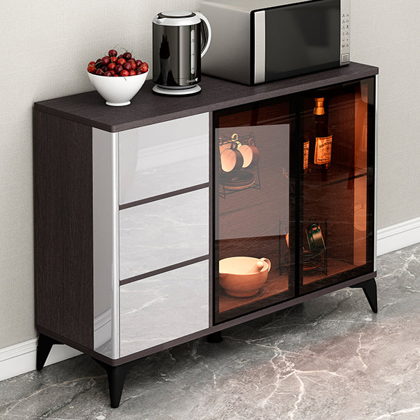 Contemporary Sideboard Cabinet Engineered Wood Sideboard Table with Lighting