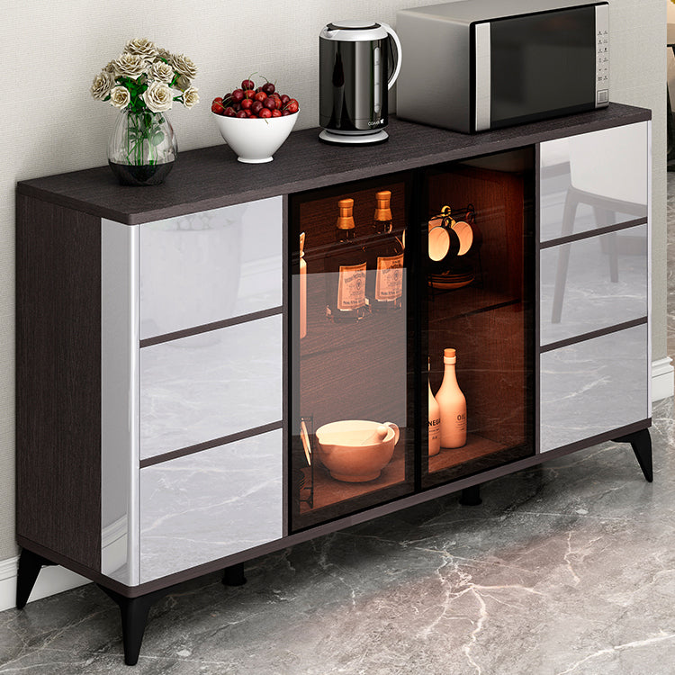 Contemporary Sideboard Cabinet Engineered Wood Sideboard Table with Lighting