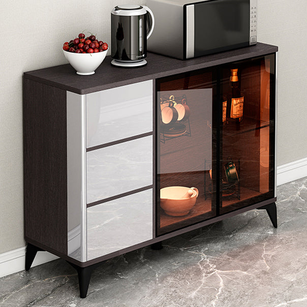 Contemporary Sideboard Cabinet Engineered Wood Sideboard Table with Lighting