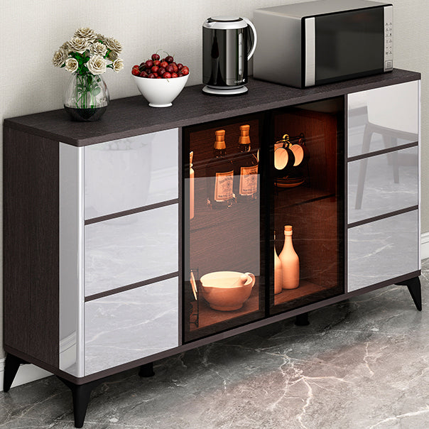 Contemporary Sideboard Cabinet Engineered Wood Sideboard Table with Lighting