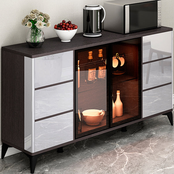 Contemporary Sideboard Cabinet Engineered Wood Sideboard Table with Lighting